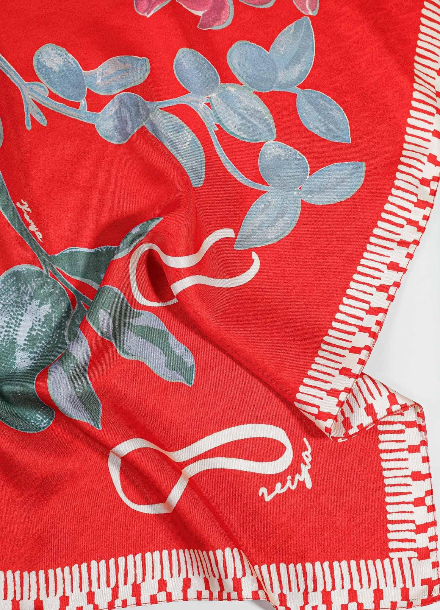 Flowers And Objects Blue Silk Scarf, Viya By Vikram Goyal For Sale 1