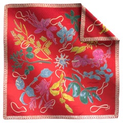 Flowers And Objects Blue Silk Scarf, Viya By Vikram Goyal