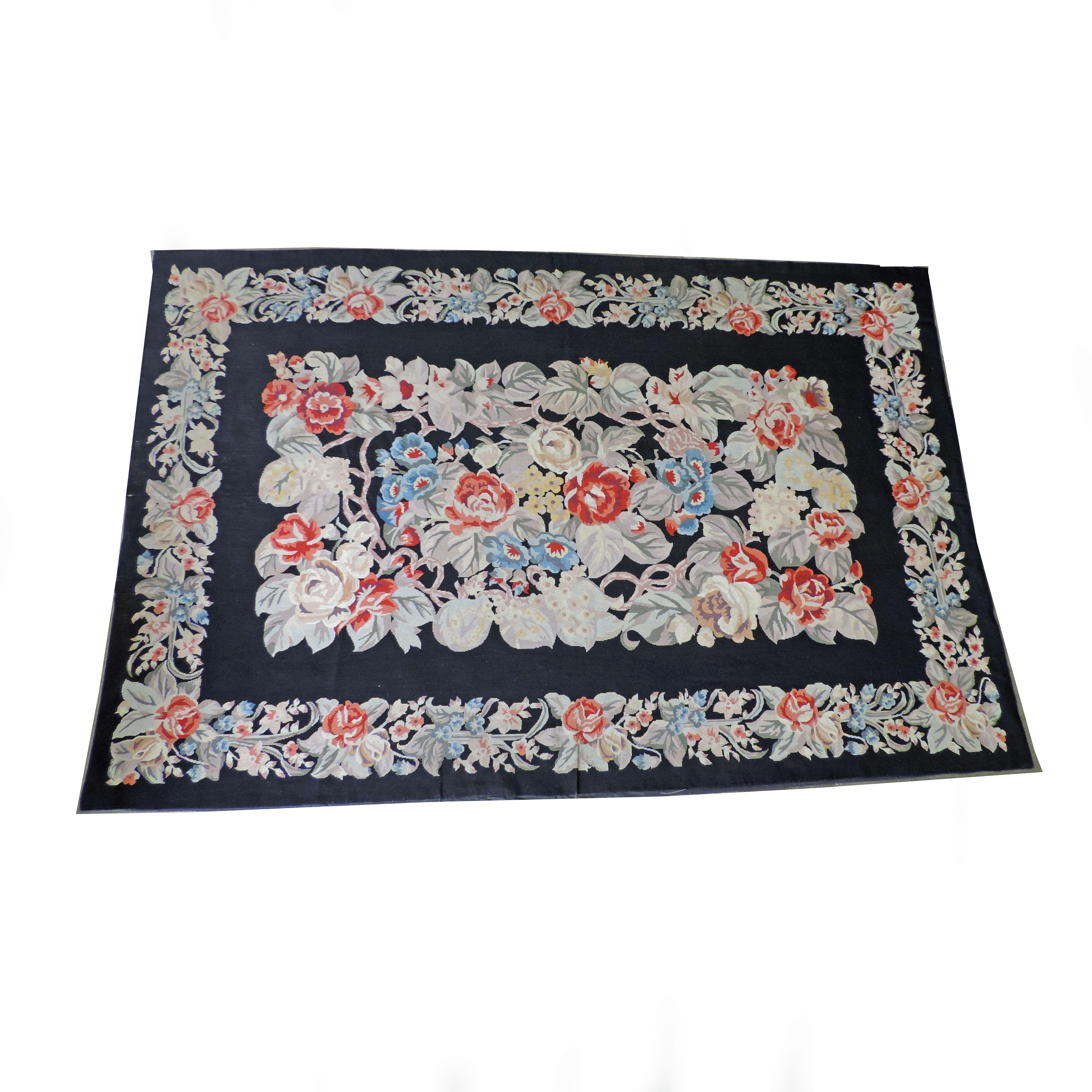 European Flowers and Roses Aubusson Tapestry/Carpet, Europe, 1930s For Sale