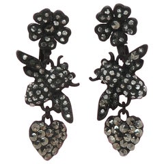 Askew London Diamante Hearts  Flowers and Bees Vintage Drop Earring
