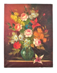 Flowers Bouquet Spanish Oil on Canvas Painting