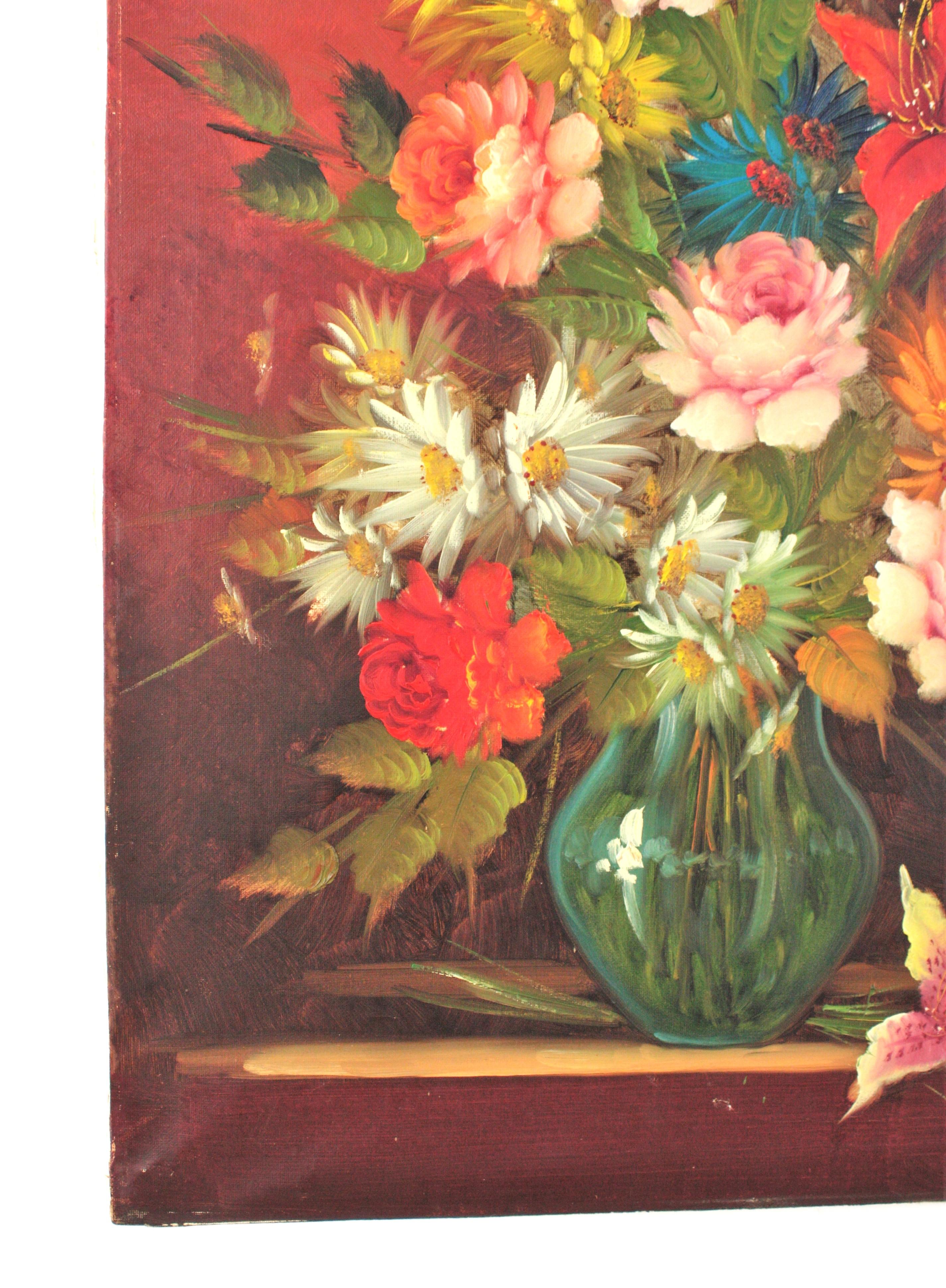 Blumenstrauß Spanisch Öl auf Leinwand Gemälde im Angebot 1
