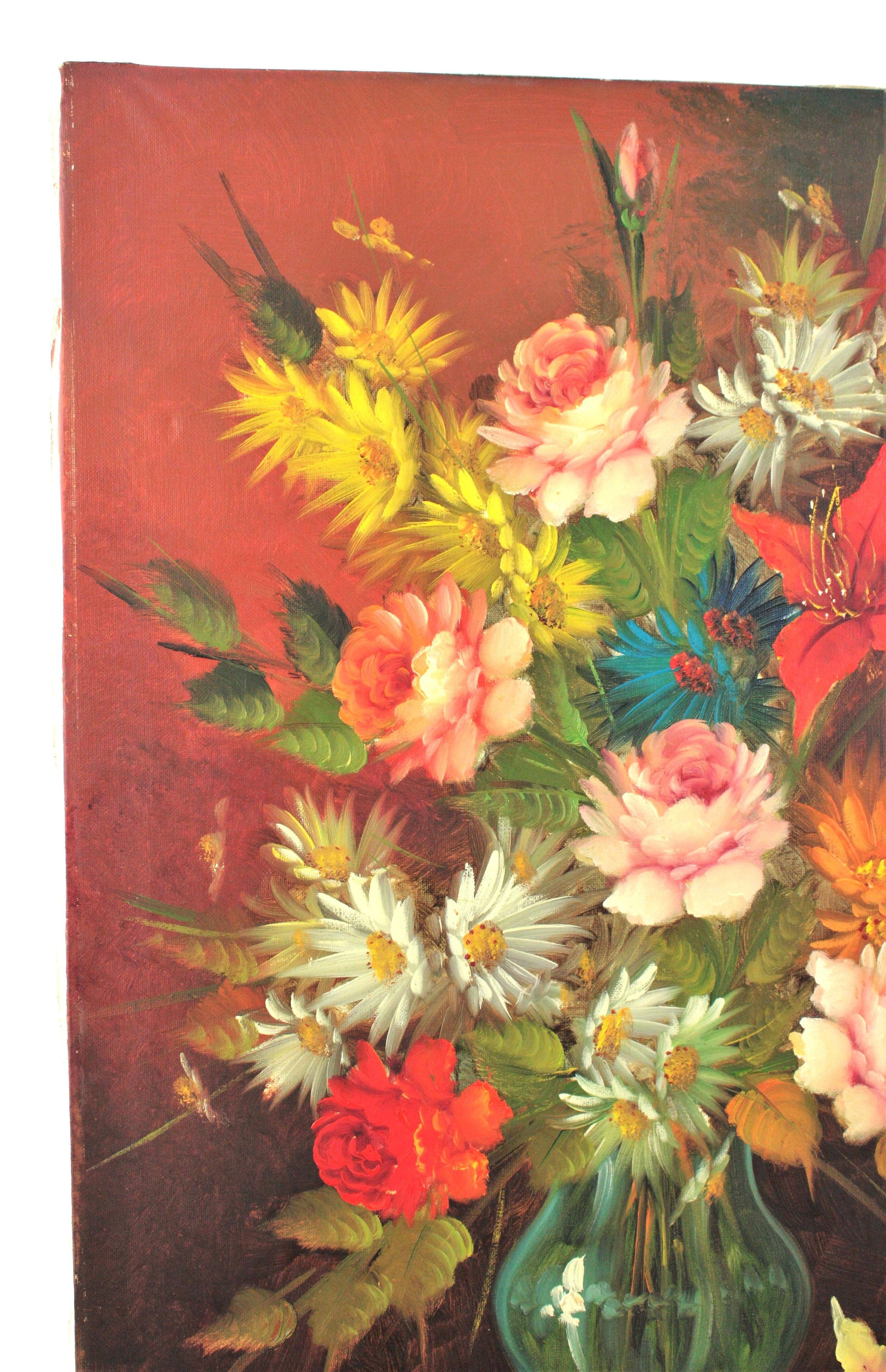 Blumenstrauß Spanisch Öl auf Leinwand Gemälde im Angebot 2
