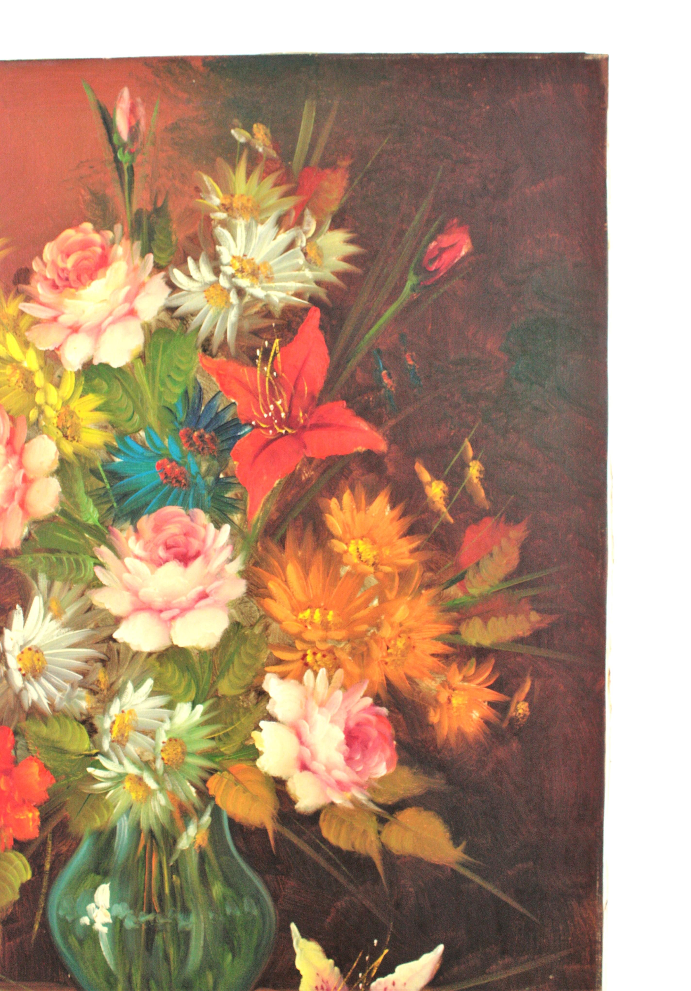 Blumenstrauß Spanisch Öl auf Leinwand Gemälde im Angebot 3