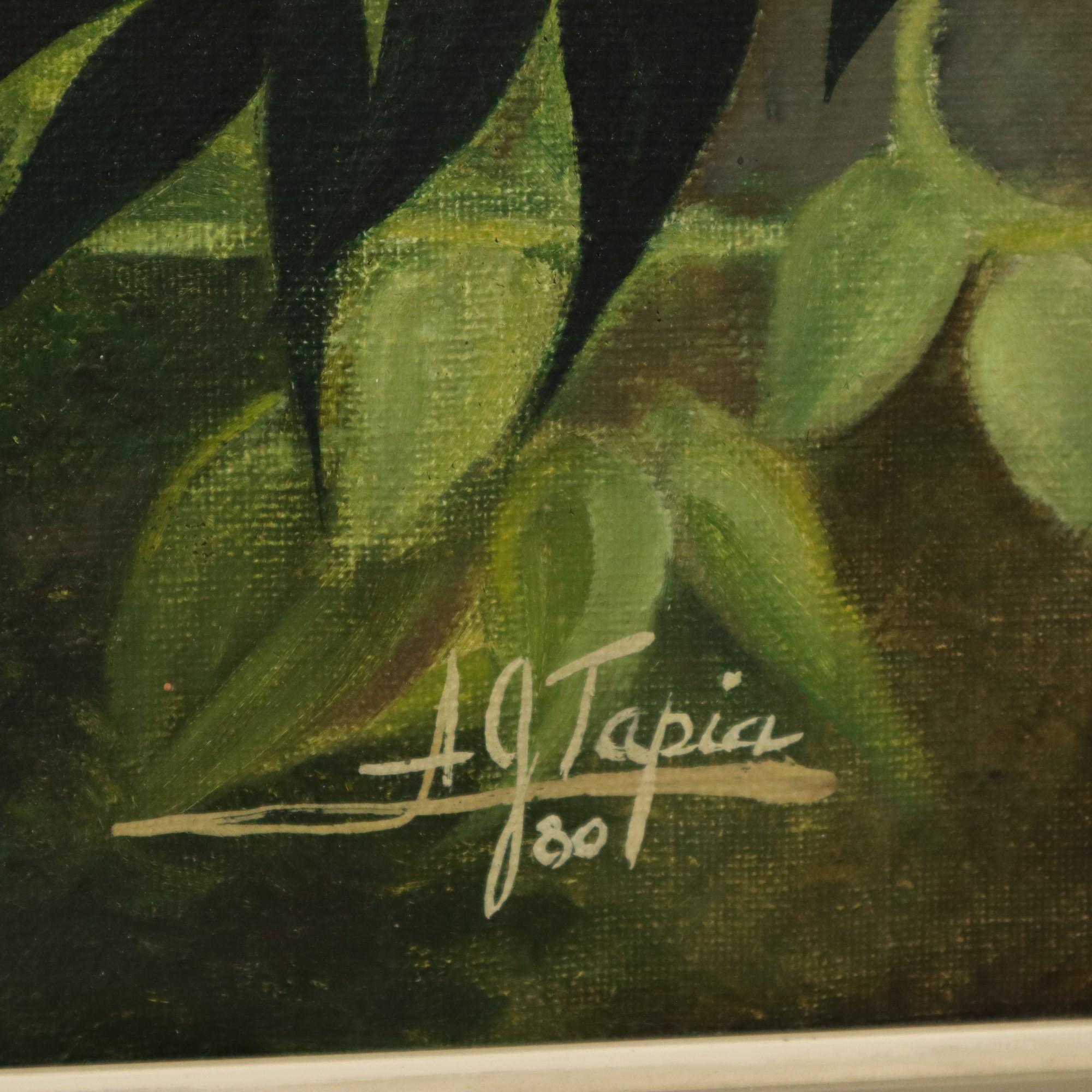 Late 20th Century Flowers Bouquet Still Life Painting Oil on Canvas Framed Signed For Sale