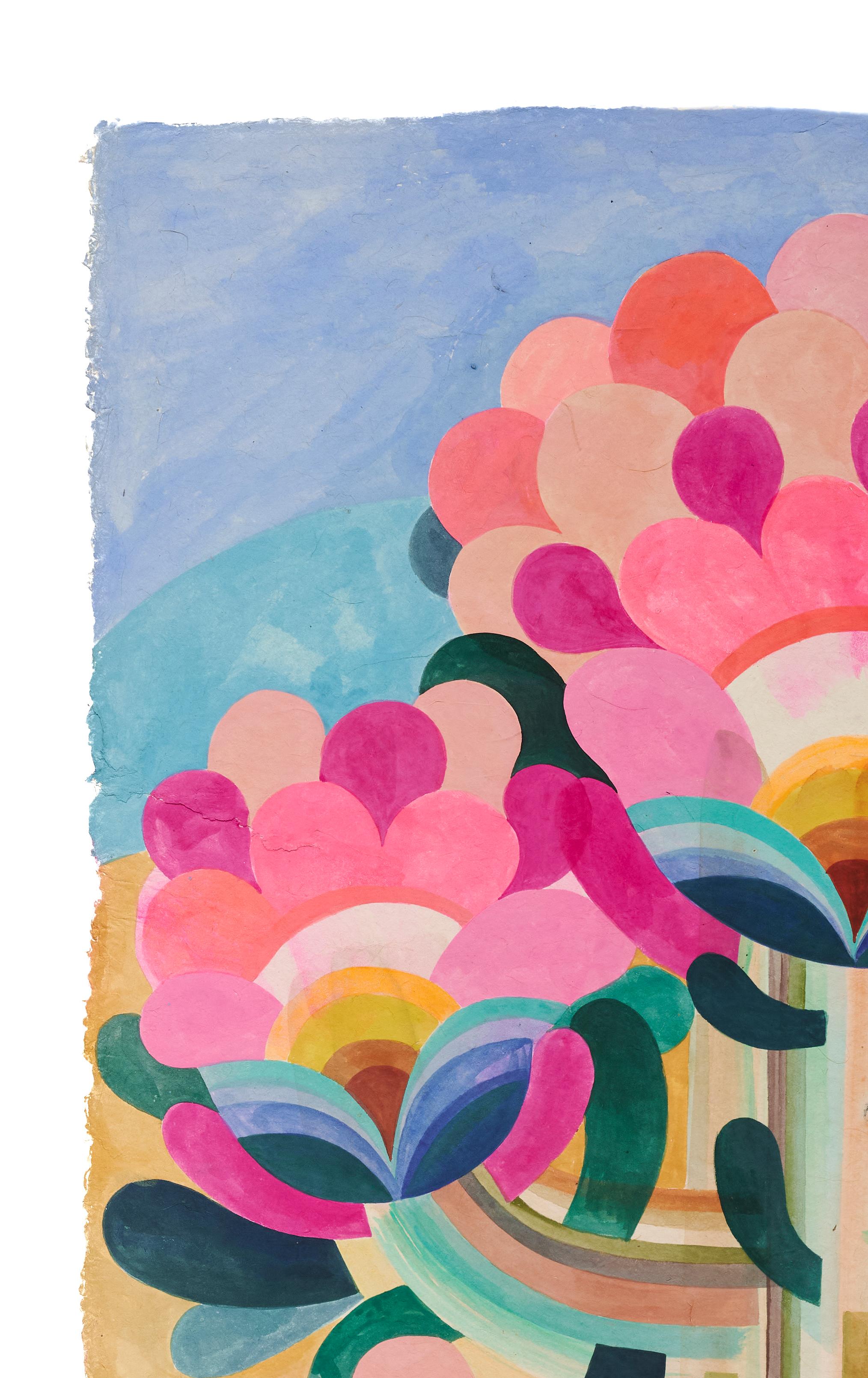 Quadro a guazzo incorniciato su carta fatta a mano di Caroline Rennequin. Fiori serie 2024.

Caroline Rennequin è un'artista multidisciplinare parigina nata nel 1970, riconosciuta per il suo lavoro di pittura, scultura e scenografia. Si è diplomato