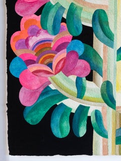 Flowers by Caroline Rennequin Framed gouache painting on handmade paper 2024