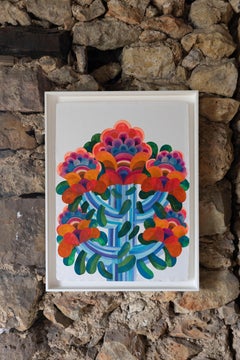 Flowers by Caroline Rennequin Framed gouache painting on handmade paper 2026