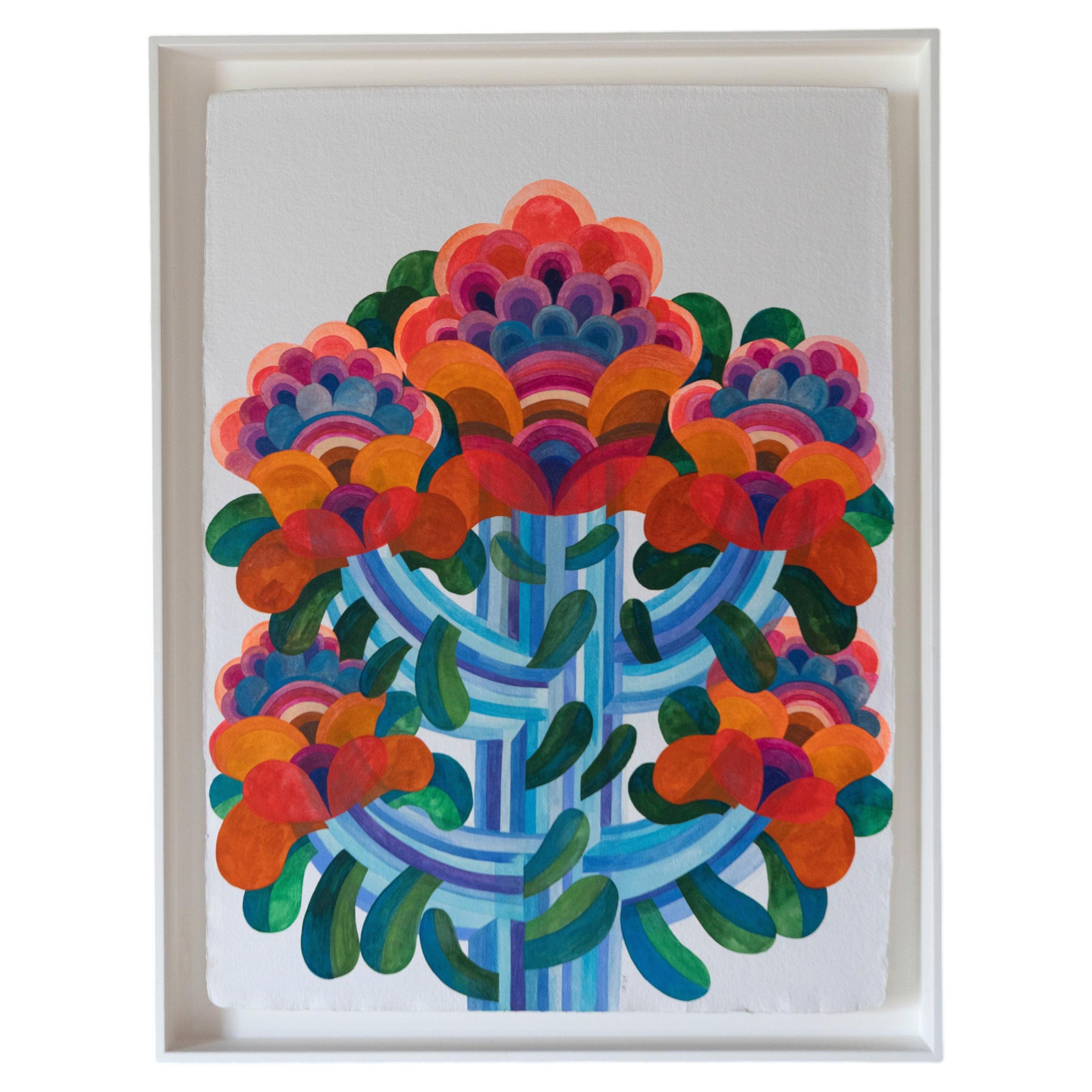 Flowers by Caroline Rennequin Framed gouache painting on handmade paper 2026