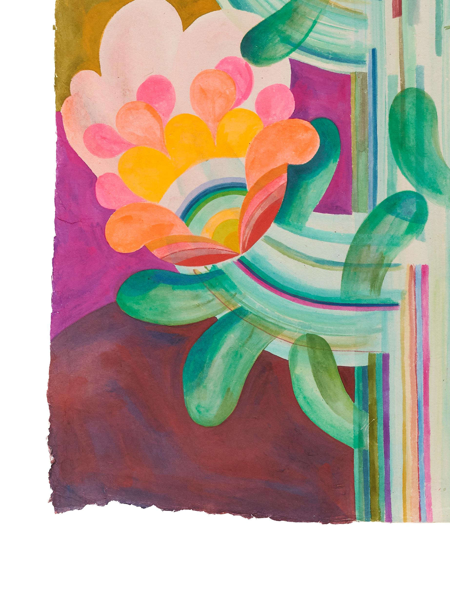 Francese Fiori di Caroline Rennequin Quadro a guazzo incorniciato su carta fatta a mano in vendita