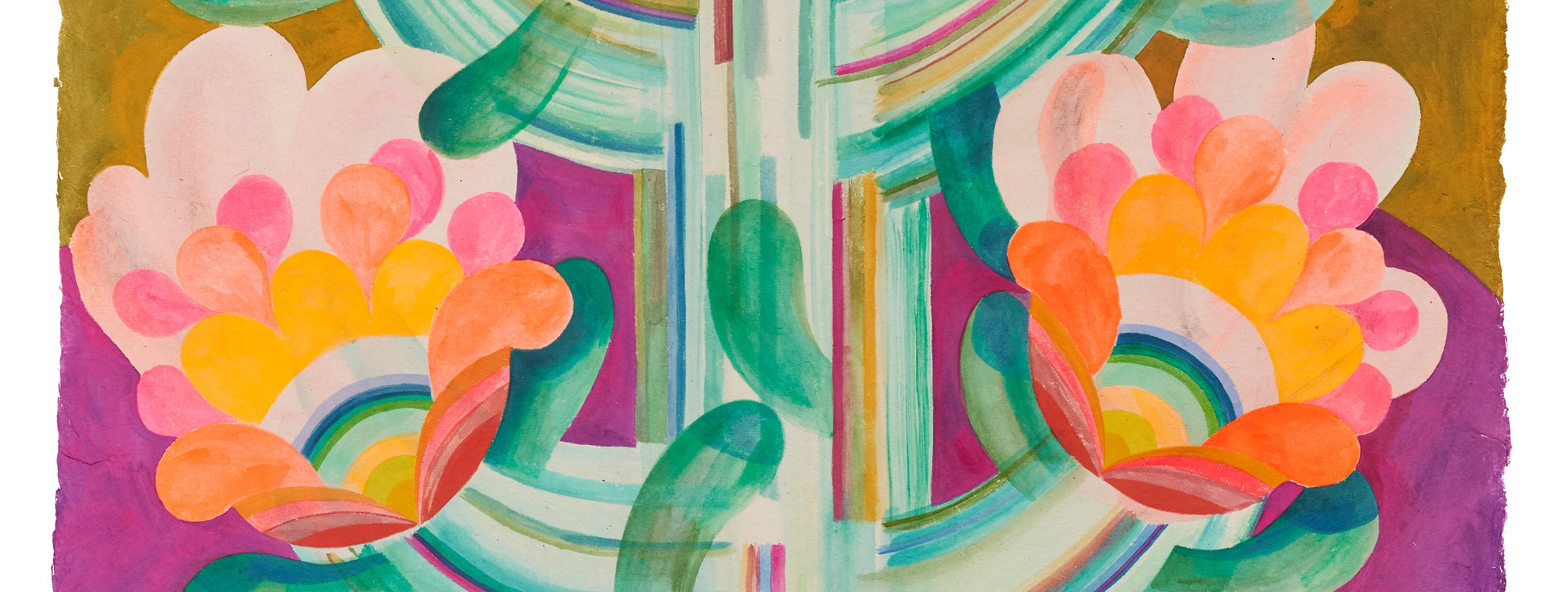 Pittura Fiori di Caroline Rennequin Quadro a guazzo incorniciato su carta fatta a mano in vendita