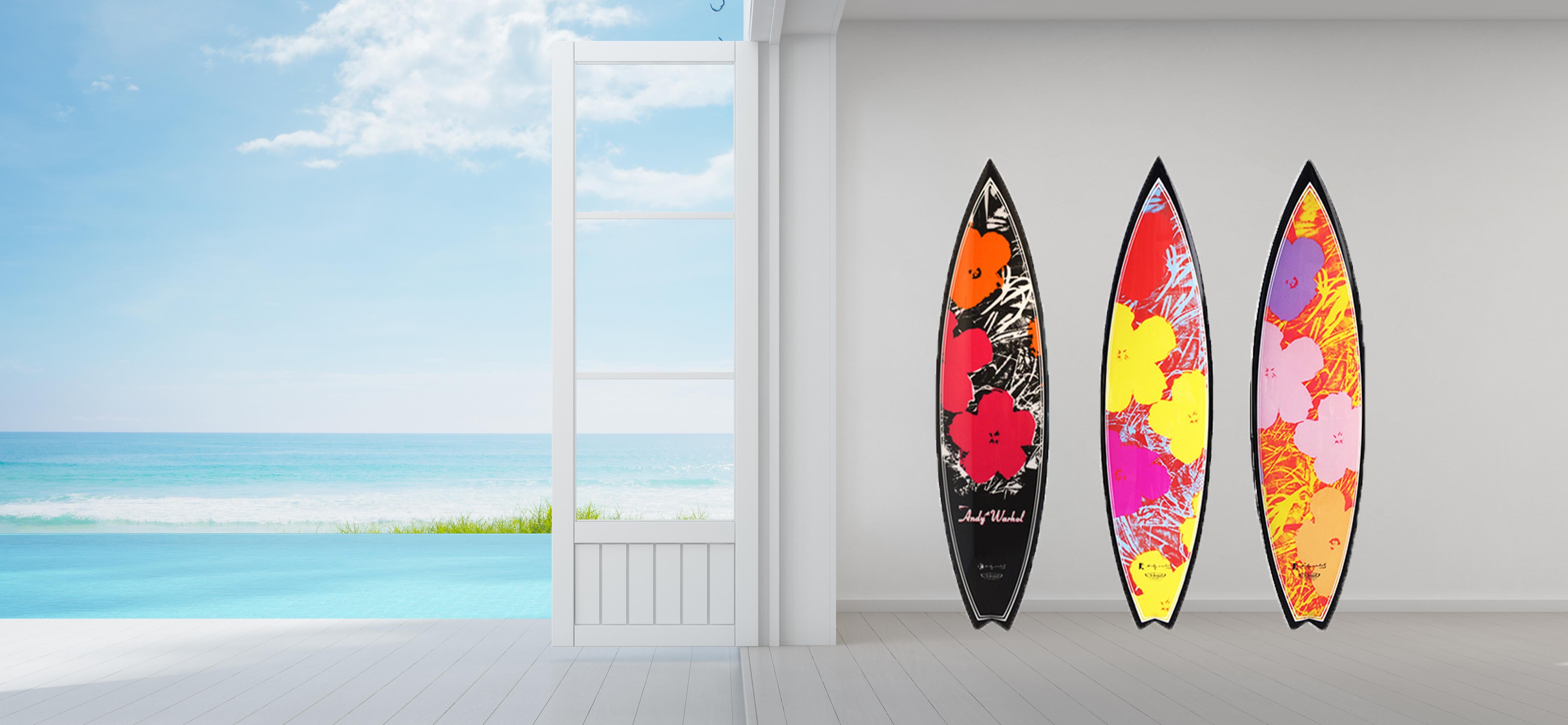 American Flowers (carbon) Surfboard after Andy Warhol For Sale