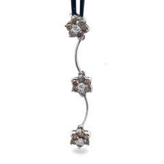 Blumen-Diamant-Ohrringe, 1,26 Karat Champaign und weiße Diamanten, 18 Karat Weißgold