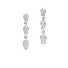 Boucles d'oreilles pendantes fleurs diamants
