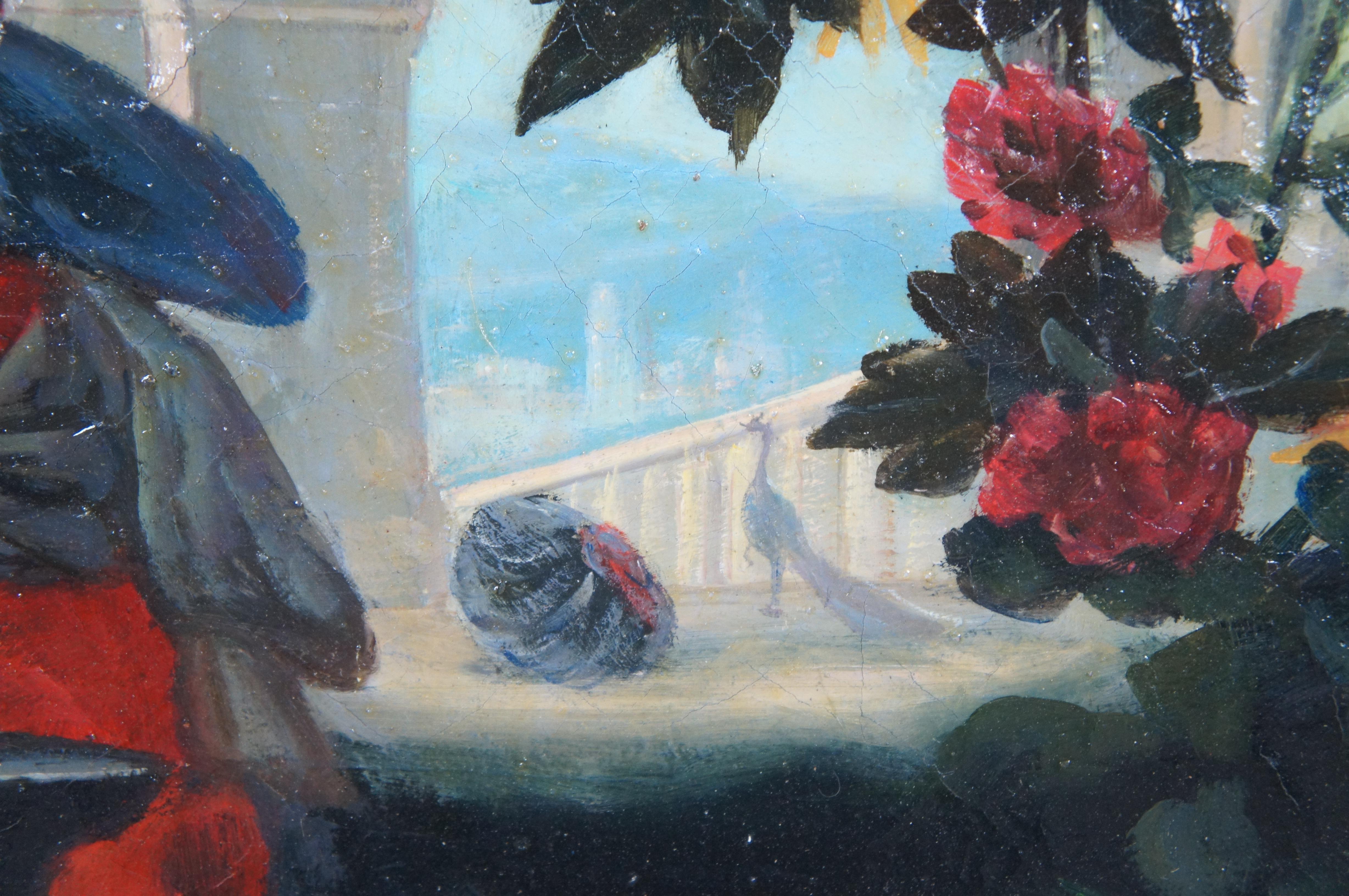 Flowers Fruit Woman Picking Grapes After Christian Berentz Still Life Painting 2