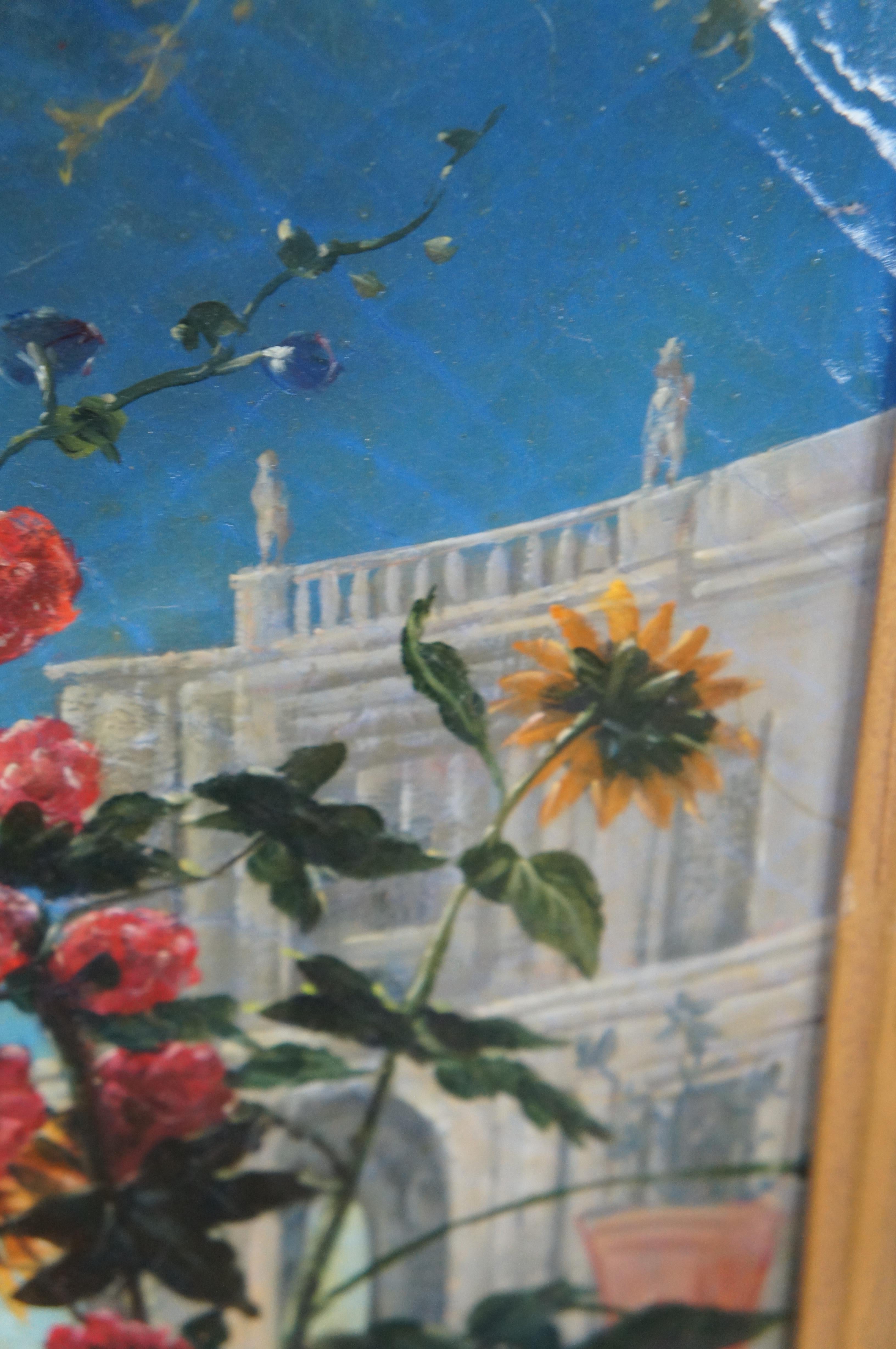 Flowers Fruit Woman Picking Grapes After Christian Berentz Still Life Painting 3
