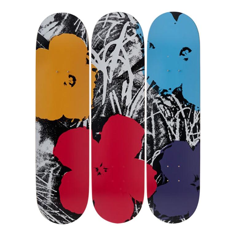 Flowers ‘Grey/Red’ Skateboard Decks after Andy Warhol