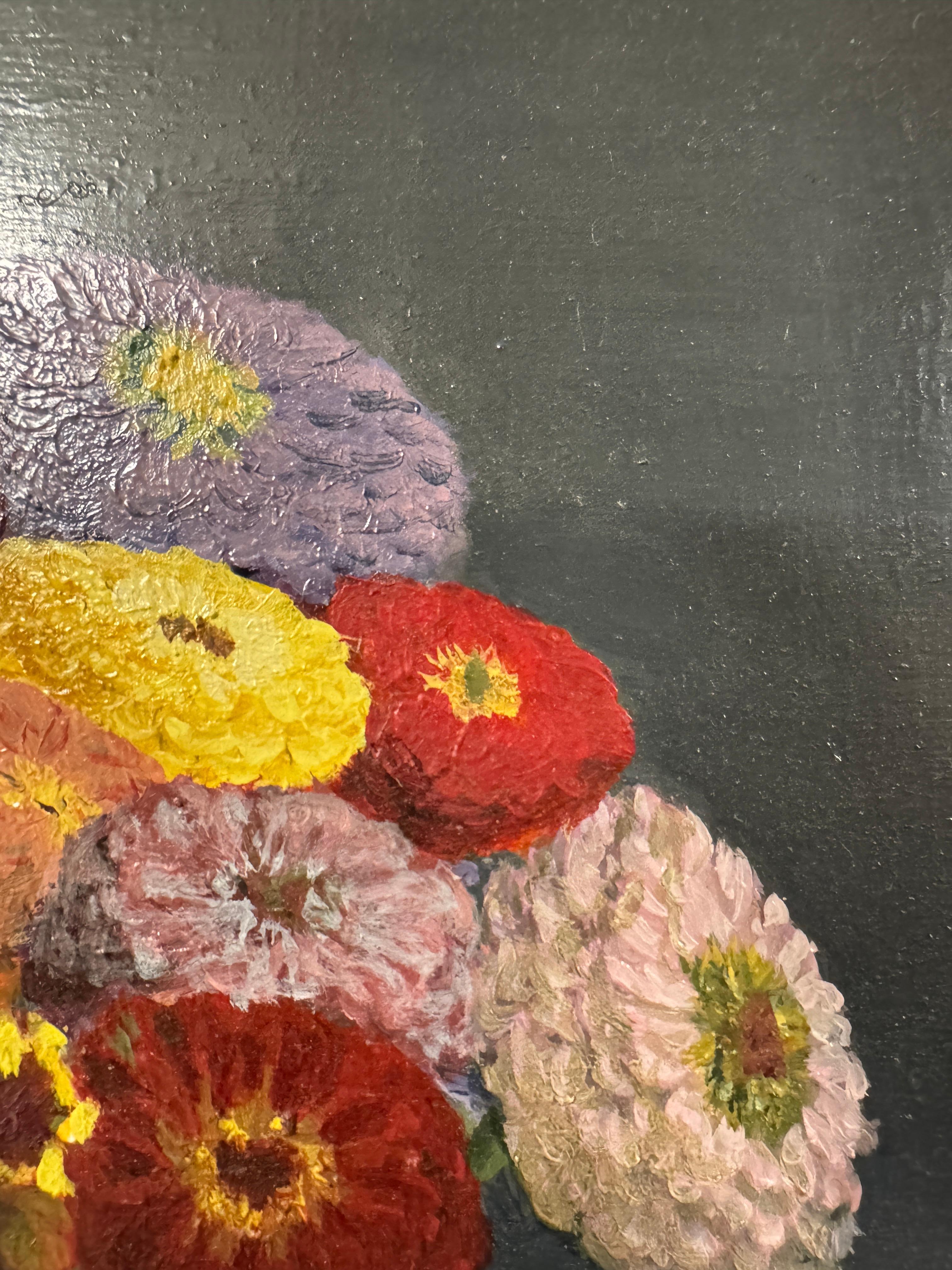 Hand-Painted 'Flowers in a Glass Jug' by Annamaria Succi Edelstein (1935 -2024) For Sale