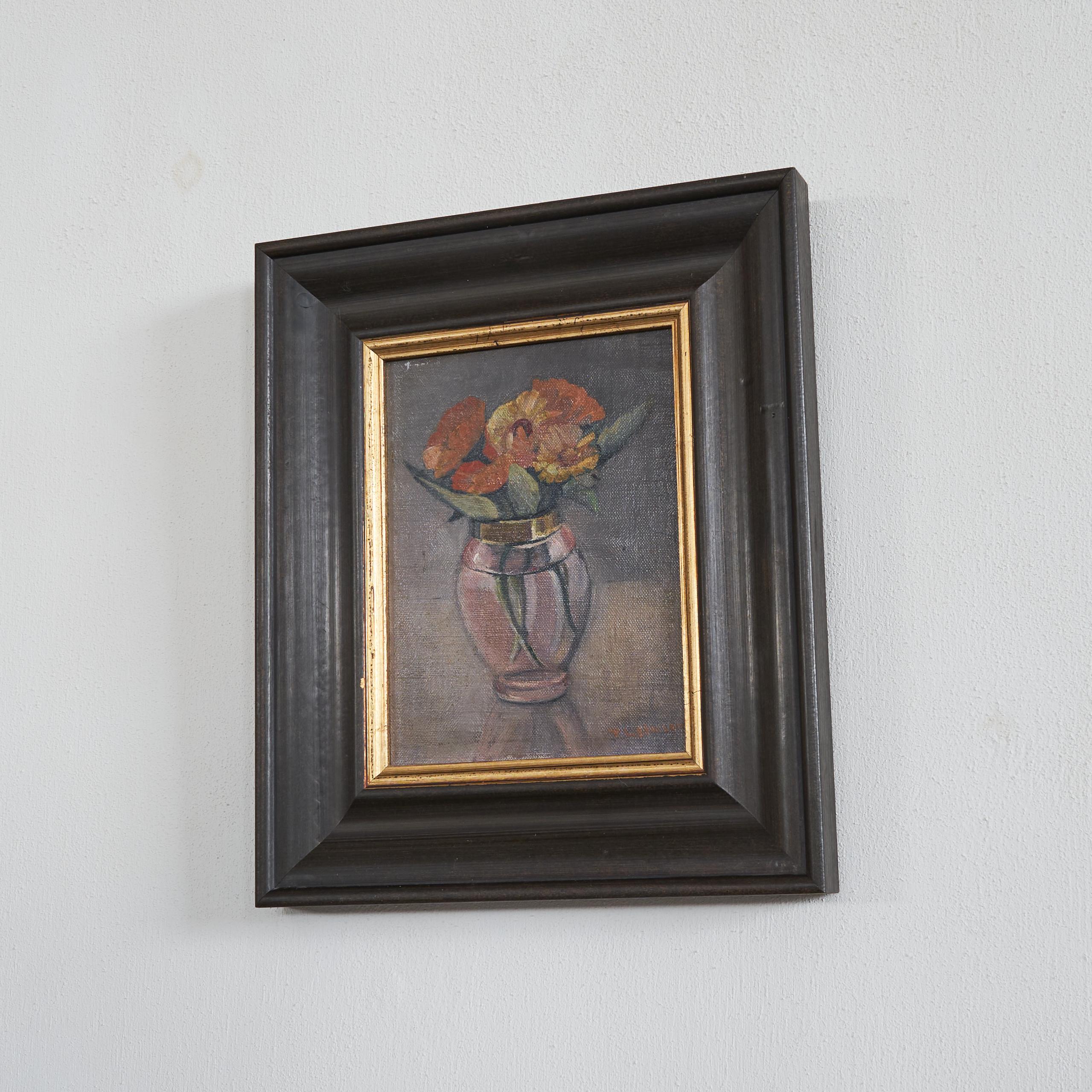 Flowers in a Vase Oil on Canvas  In Good Condition For Sale In Tilburg, NL