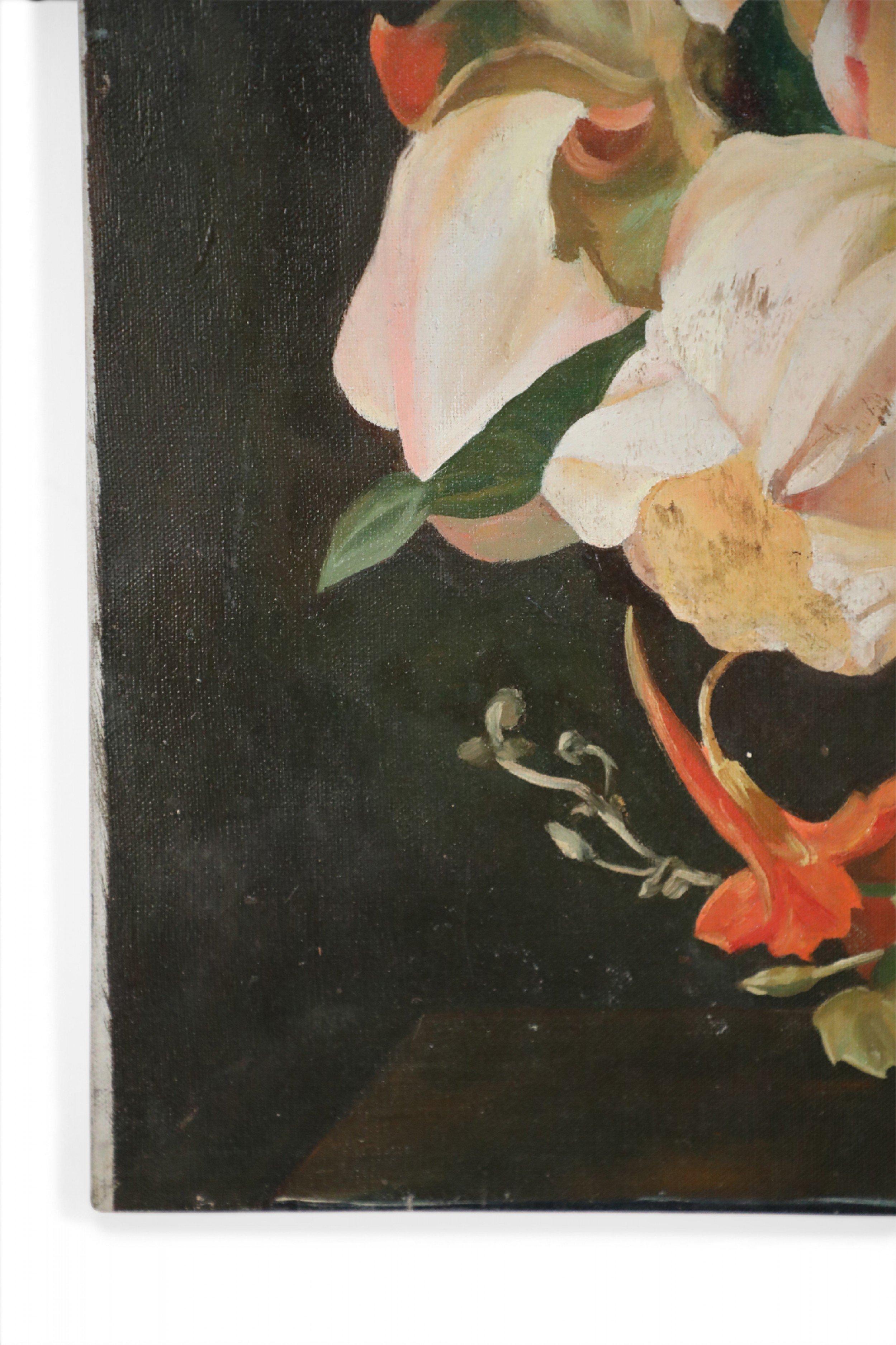 Blumen in Krug Stillleben, Gemälde auf Leinwand im Angebot 1