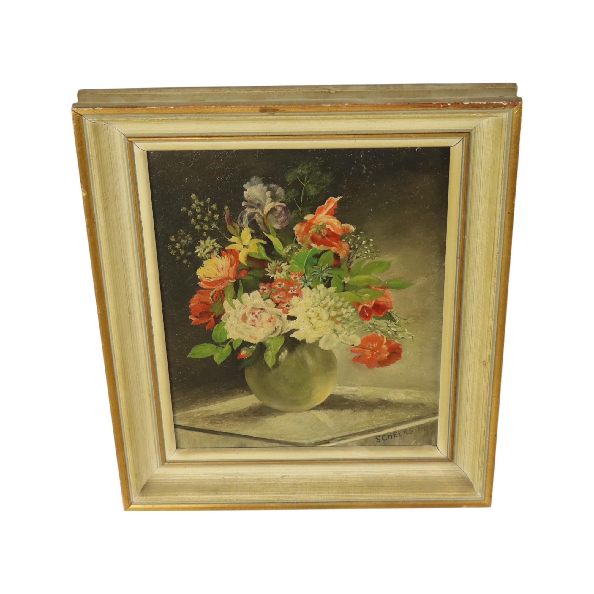 Blumen in Vase Stillleben Öl auf Leinwand gerahmt signiert im Angebot 4