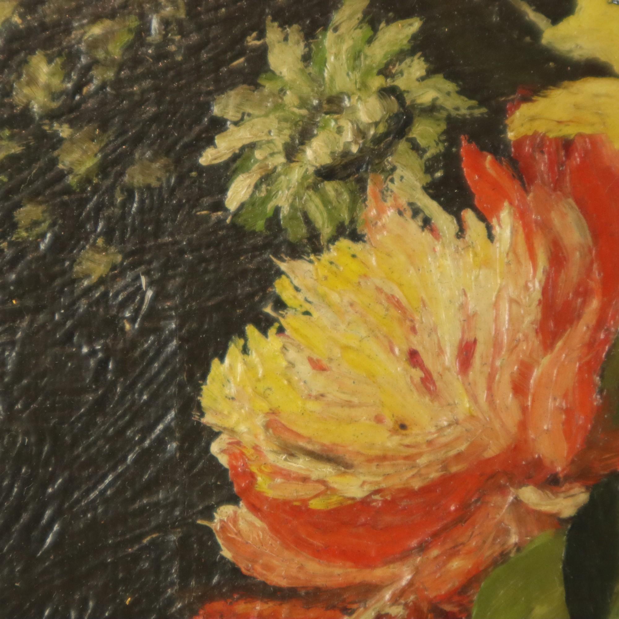Blumen in Vase Stillleben Öl auf Leinwand gerahmt signiert (20. Jahrhundert) im Angebot