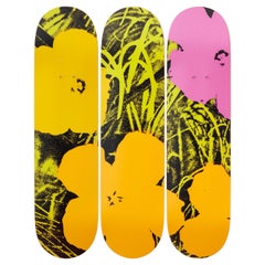 Vintage Flowers (Lime/Orange) Skateboard Decks After Andy Warhol