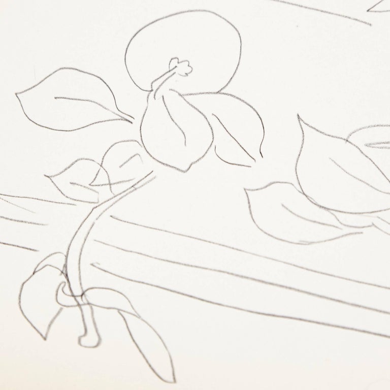 French Flowers Lithograph in Paper after Original Matisse Drawing For Sale