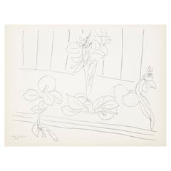 Flowers Lithograph in Paper after Original Matisse Drawing