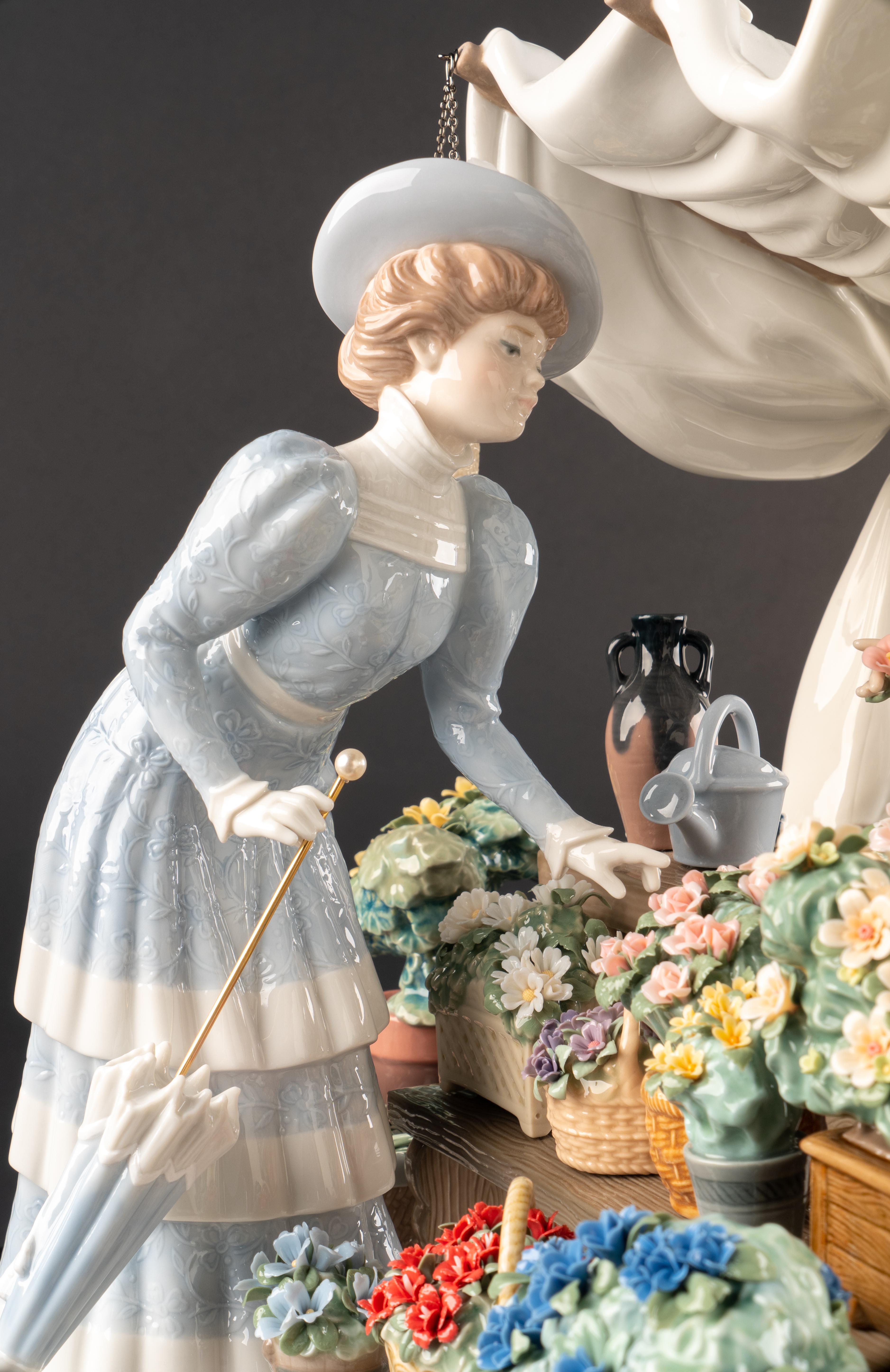 Dipinto a mano Scultura del mercato dei fiori Lladró. Edizione limitata in vendita