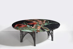 Coffee Table with Semi Precious Overlay Top & Brass Legs, Viya by Vikram Goyal