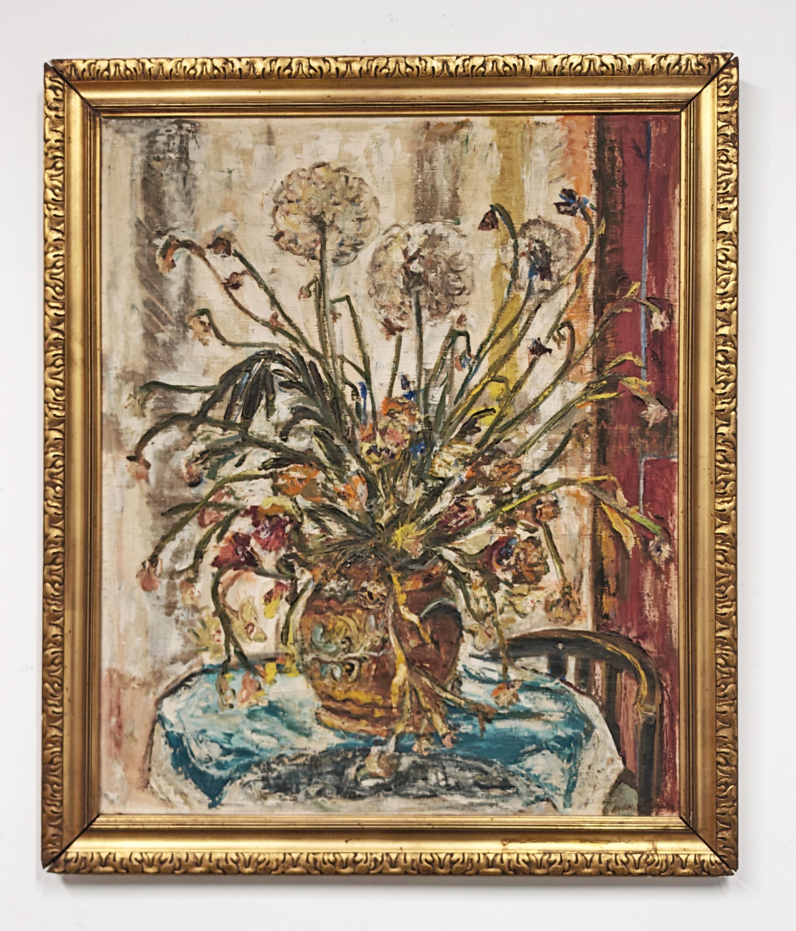 In dieser Auflistung finden Sie ein schönes Gemälde der jugoslawisch-tschechischen Künstlerin Branislava Modelska-Jovanovic, das Blumen darstellt. Dieses Öl auf Leinwand ist in impressionistischer Manier mit einer schönen Farbpalette gestaltet, die