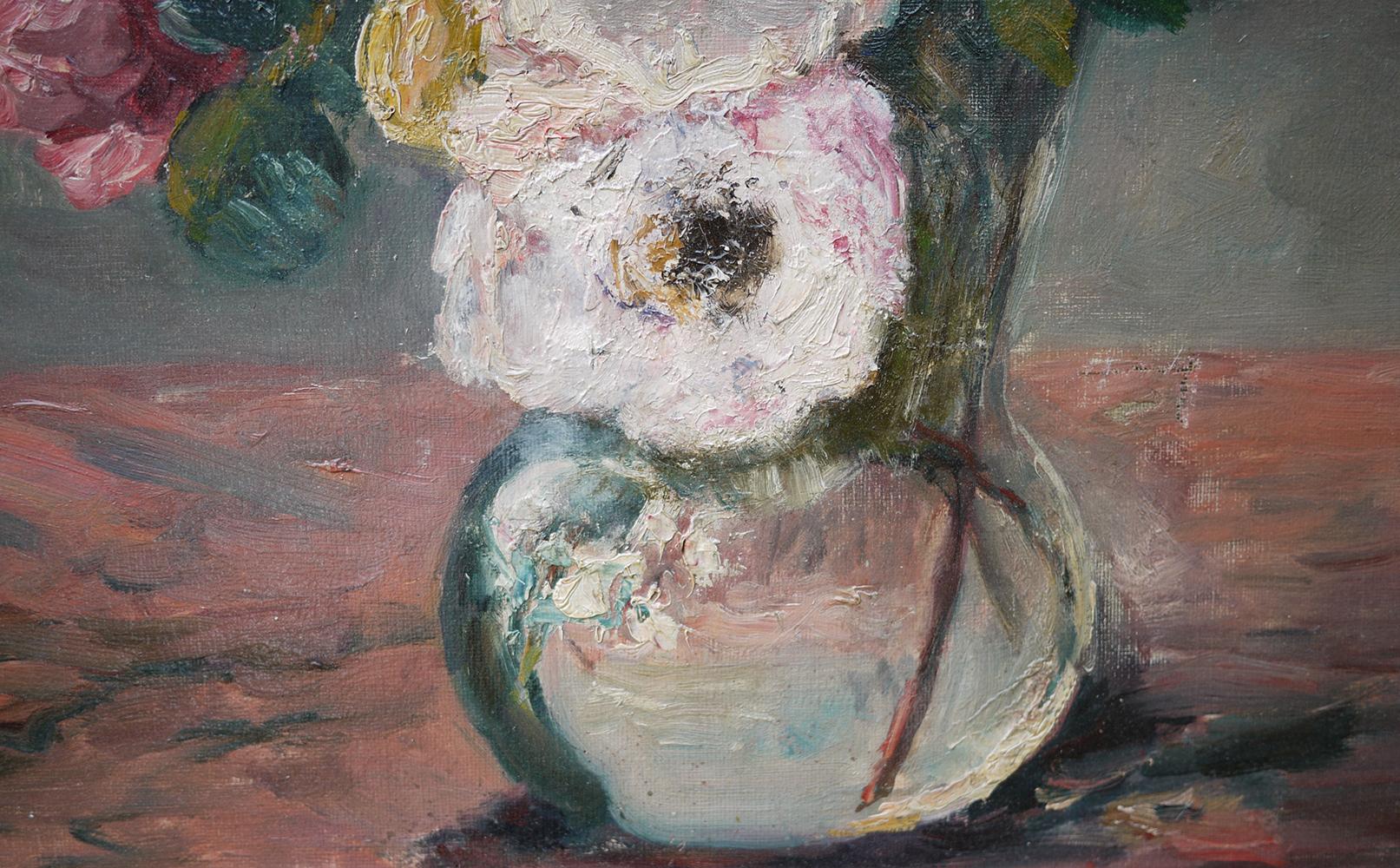 German Flowers Oil Painting, Peonies by Richard Falkenberg, 1920