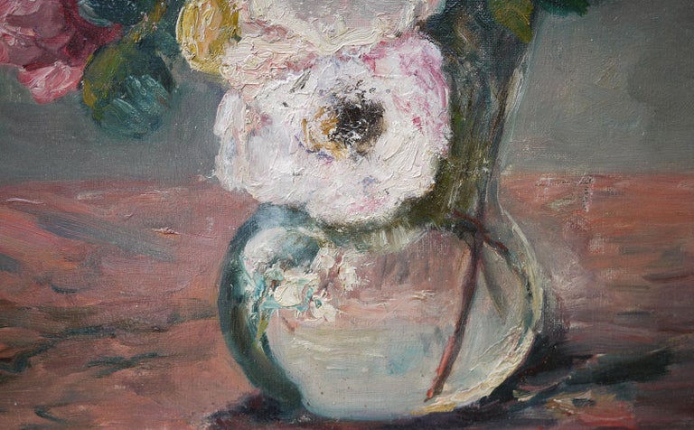 Flowers Oil Painting, Peonies by Richard Falkenberg, 1920 In Excellent Condition For Sale In Albignasego, IT