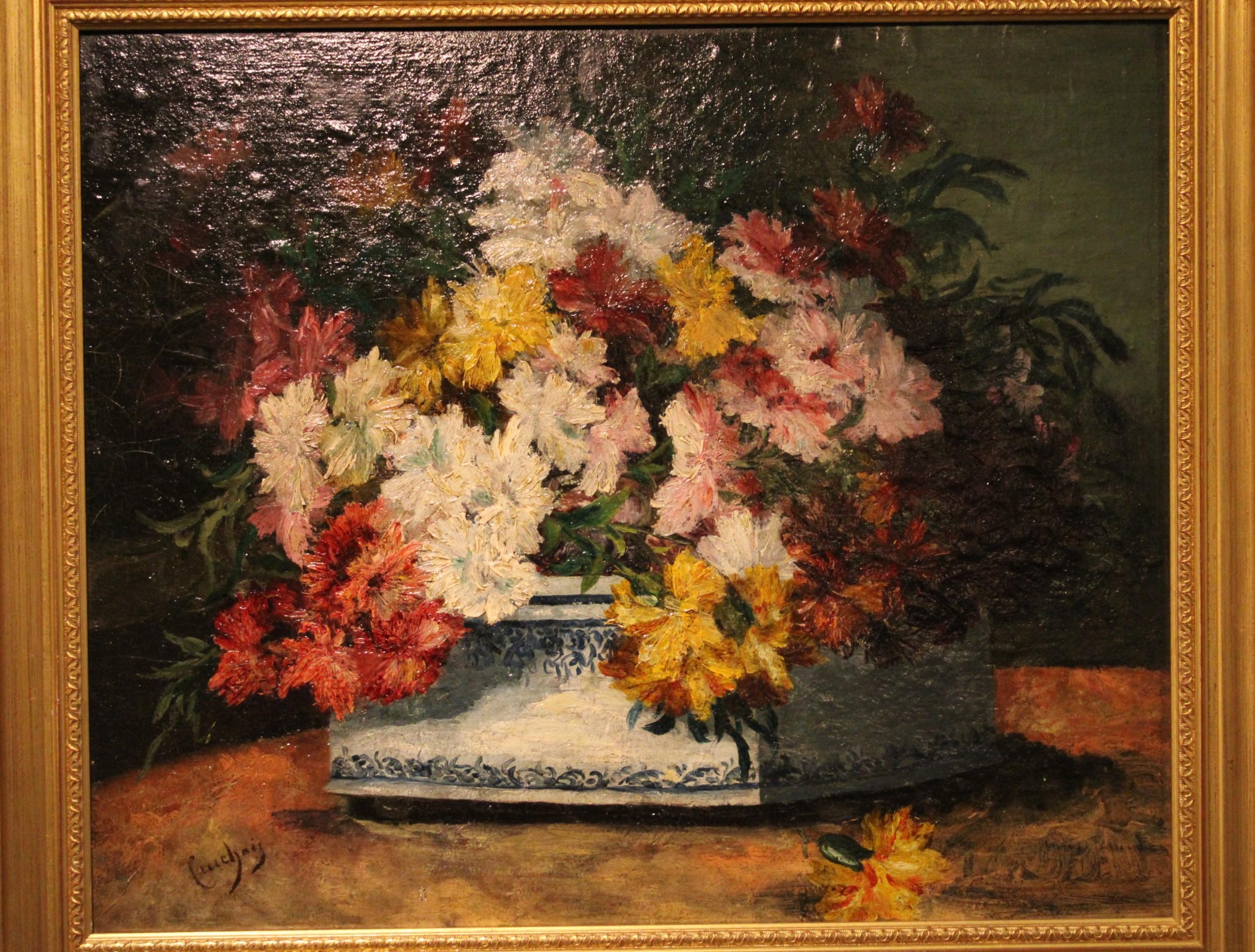 French Flowers Painting by Henri Cauchois For Sale