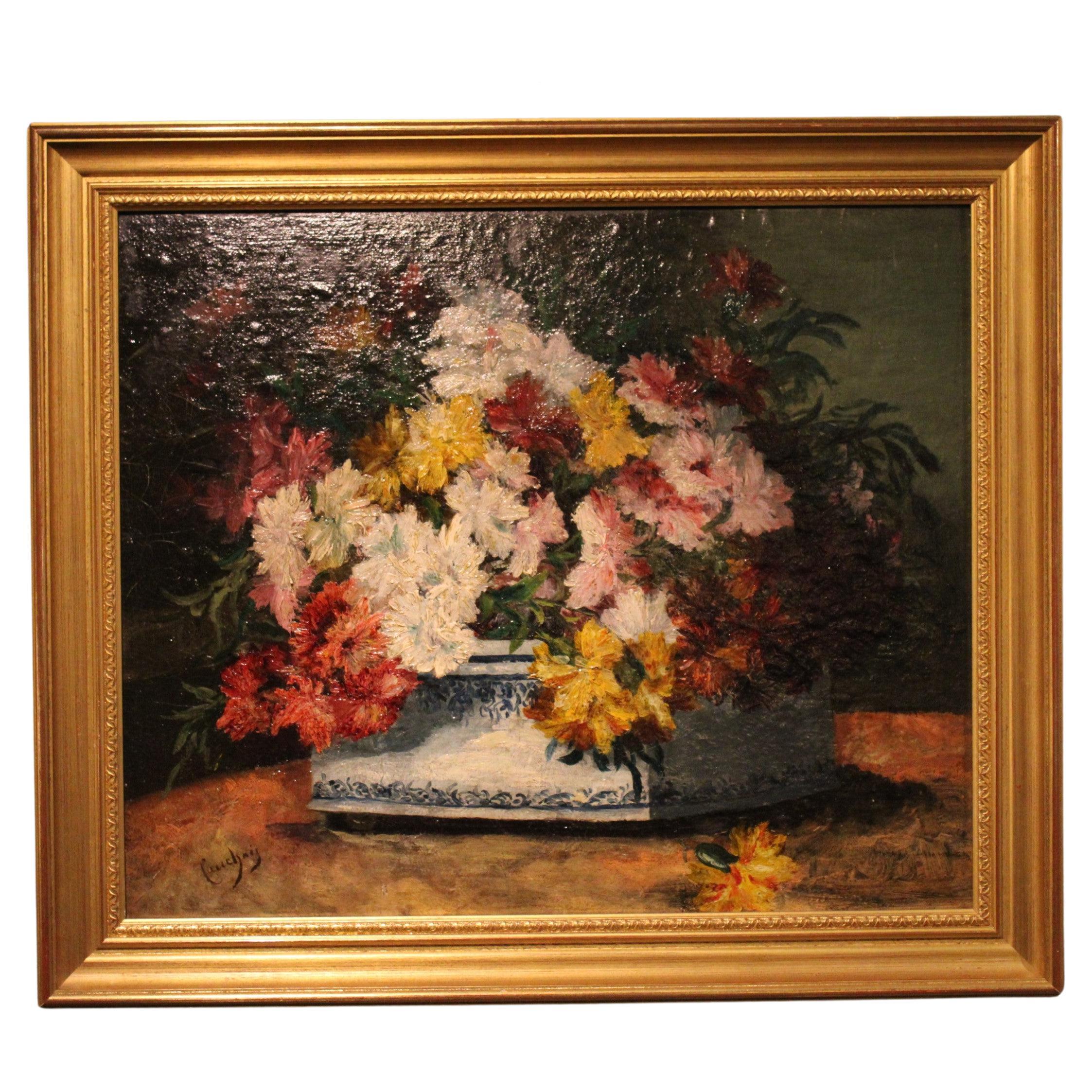 Flowers Painting by Henri Cauchois For Sale
