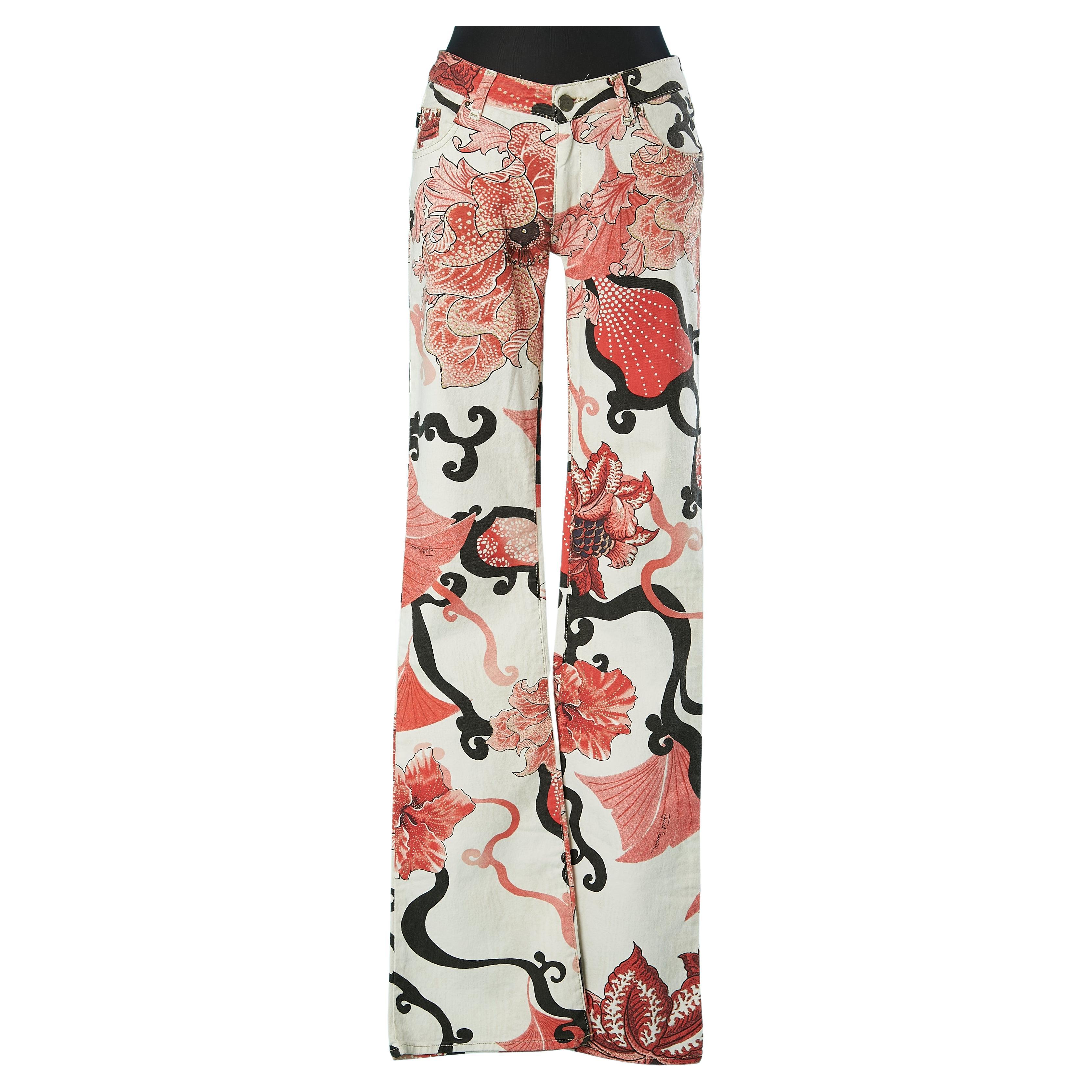 Flowers printed jean Just Cavalli 