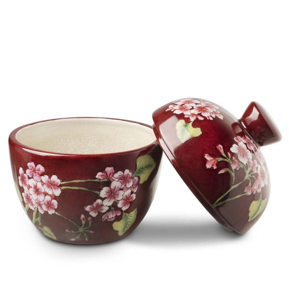Porcelain Flowers Red Box For Sale