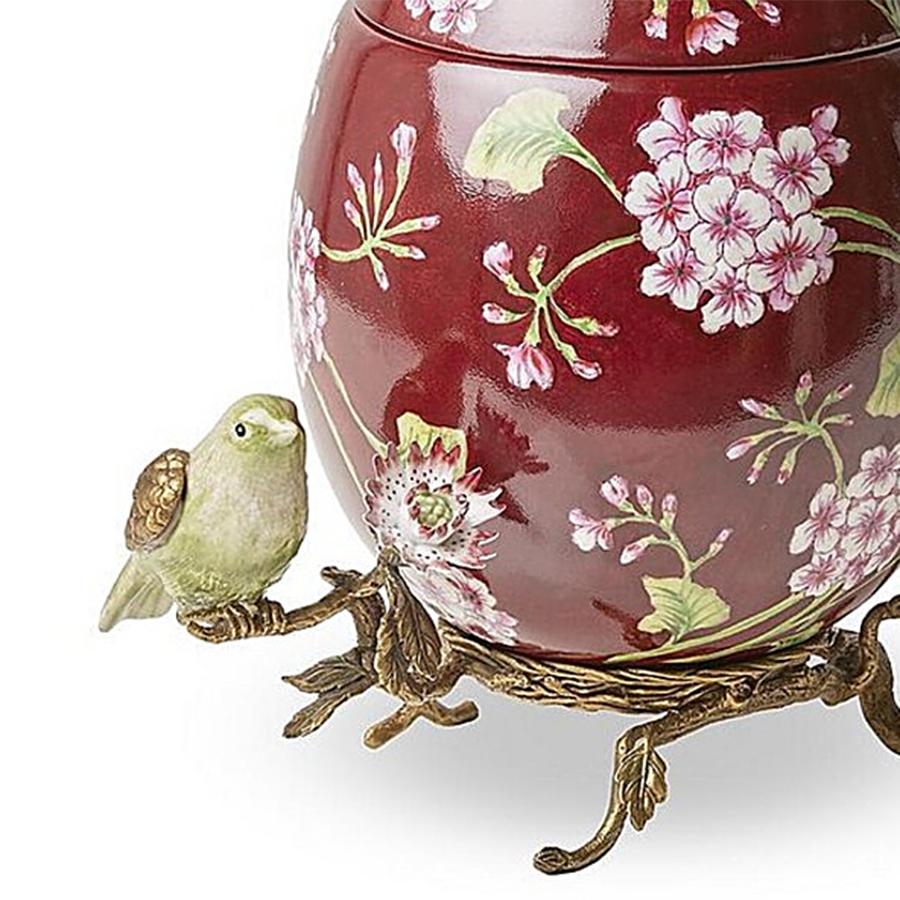 Hand-Crafted Flowers Red Egg Box For Sale