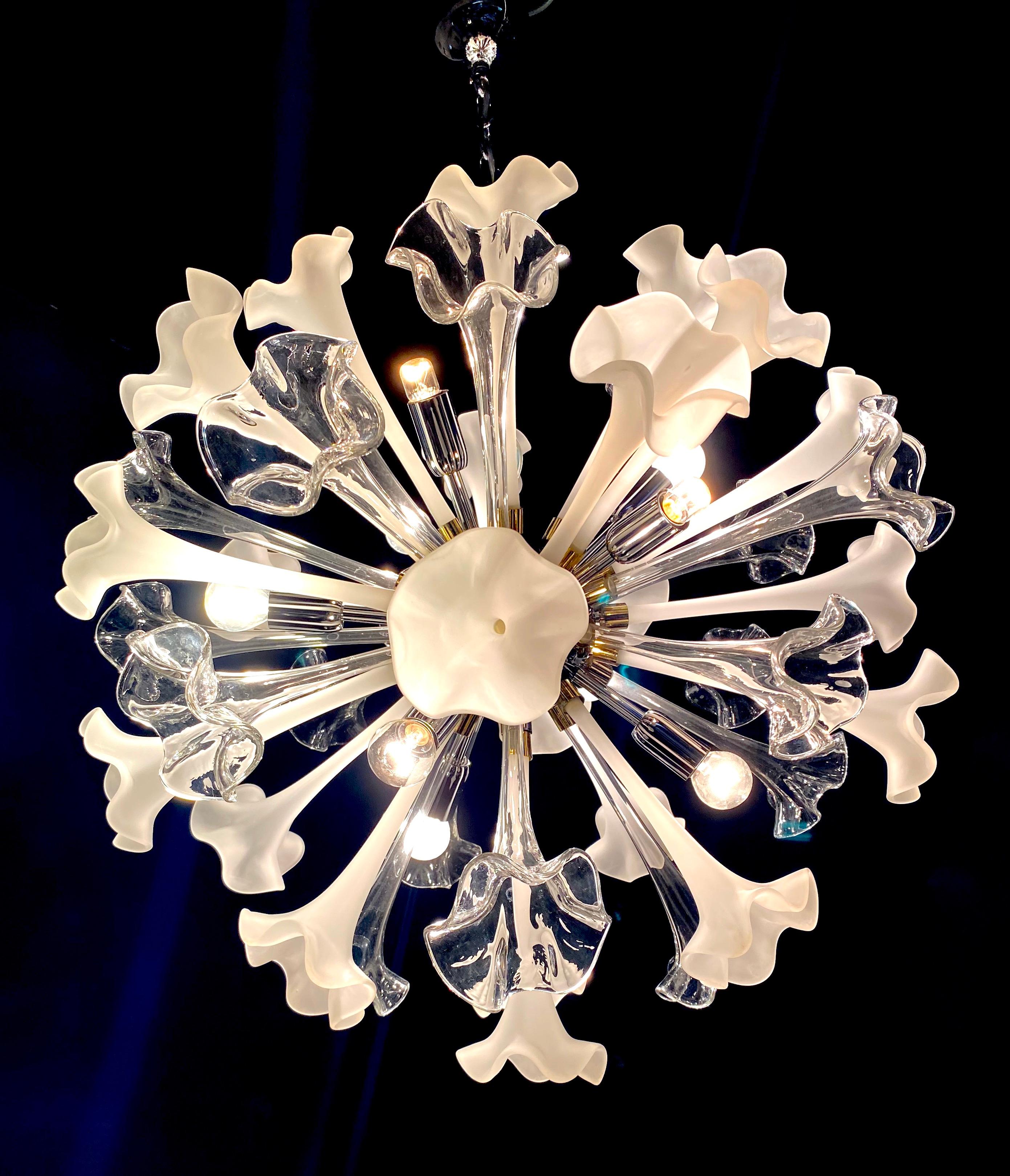 Italian Flowers Sputnik Amazing Modern Murano Glass Chandelier For Sale