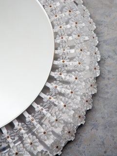 Miroir mural vintage rond rétro-éclairé Flowers Mid-Century Modern Emil Stejnar 1960s