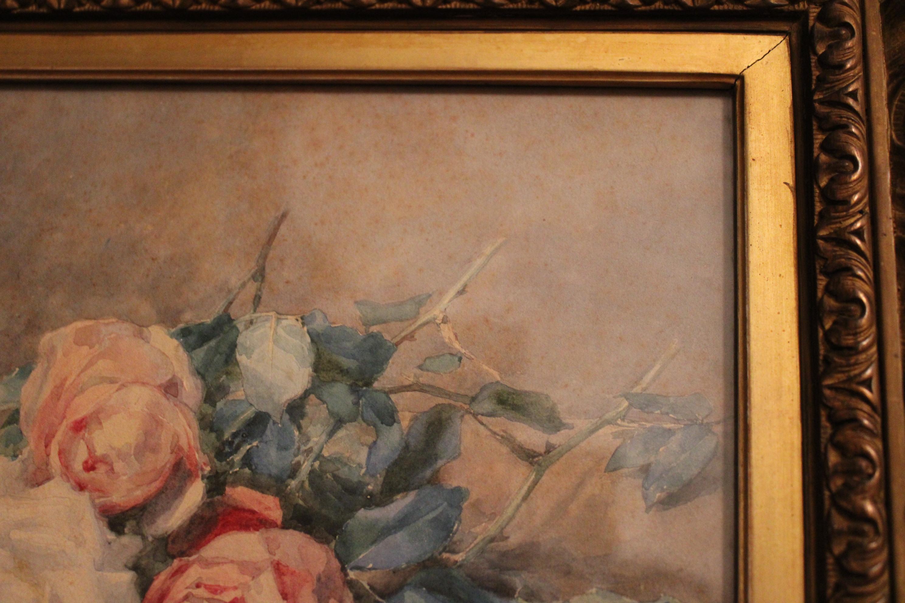 Fleurs, Aquarelle de François Rivoire, France 19e siècle en vente 7