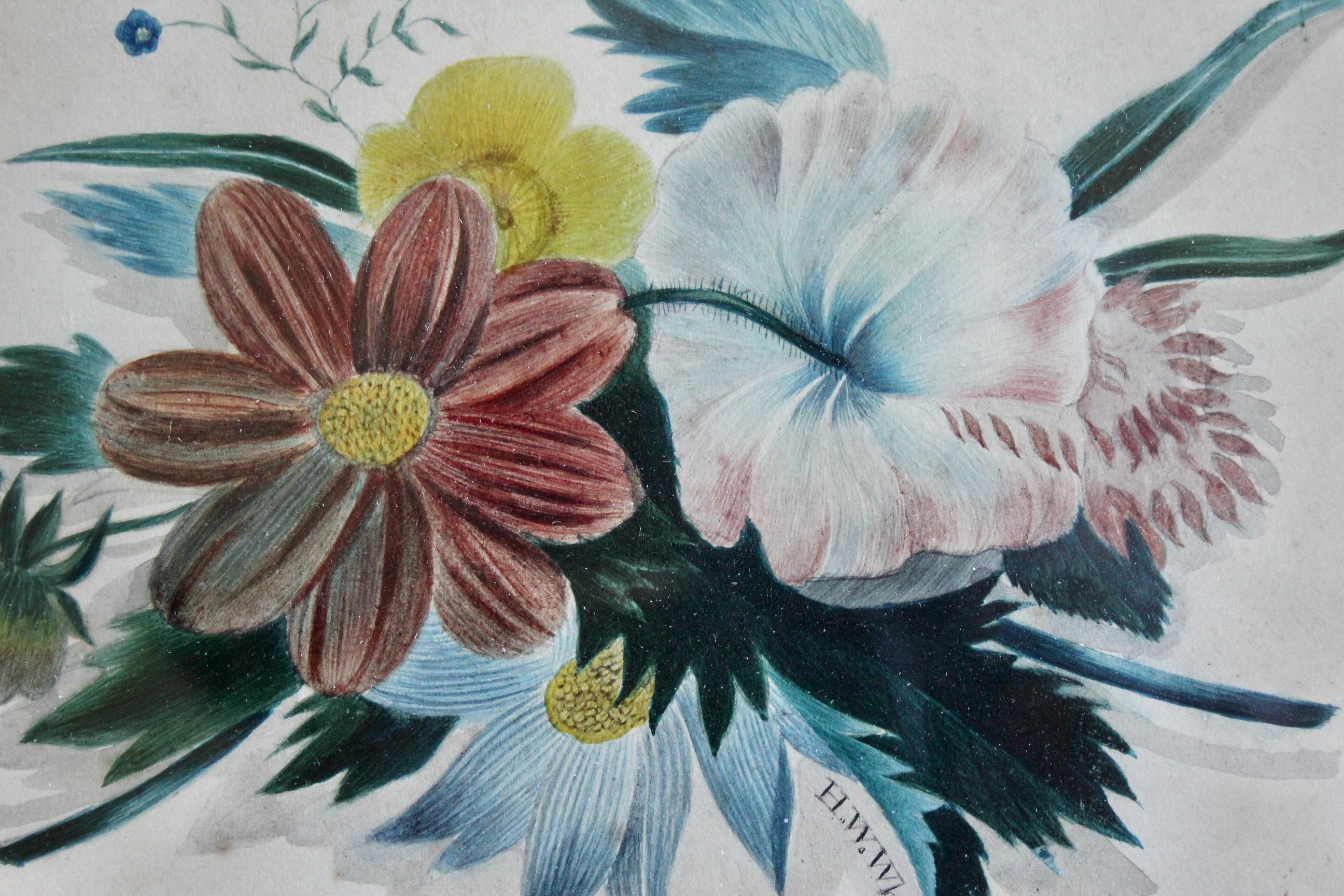 Blumen Aquarell signiert Whittingham (Englisch) im Angebot