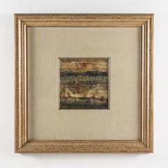 Flowers with Blue Stripe Abstract Framed Floral Print