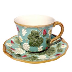 Flowery "George Sand" Breakfast Cups for 2, blue color