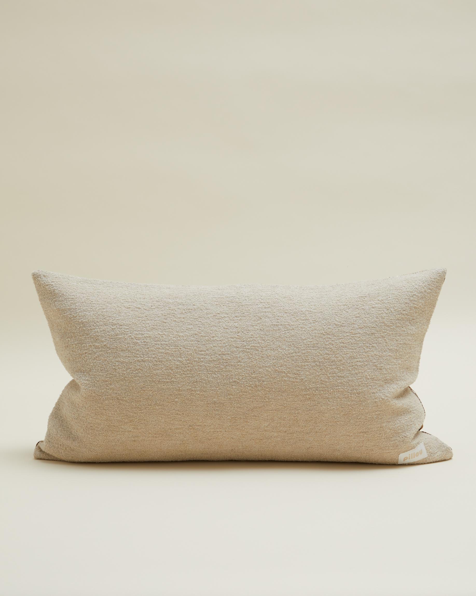 Swedish Flowery Pillow in Brown and White Vintage Fabric 70x40cm For Sale