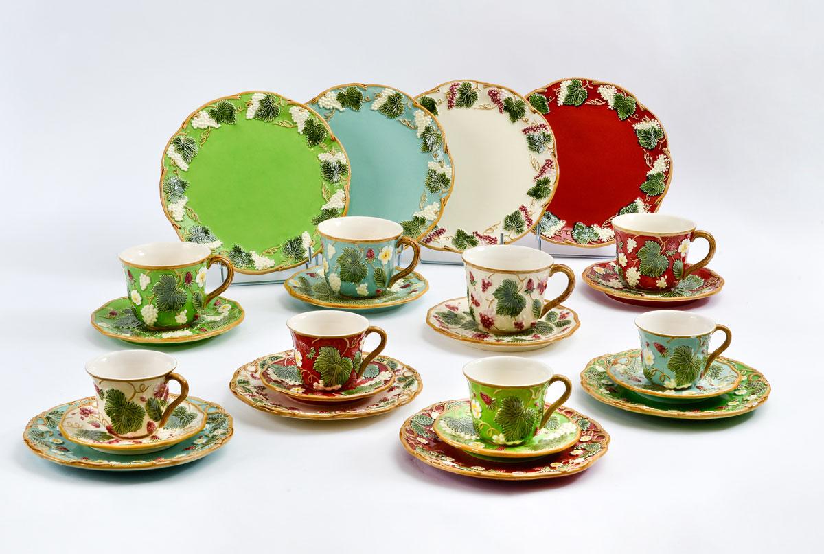 Hand-Painted Flowery Tea Cups for 2 
