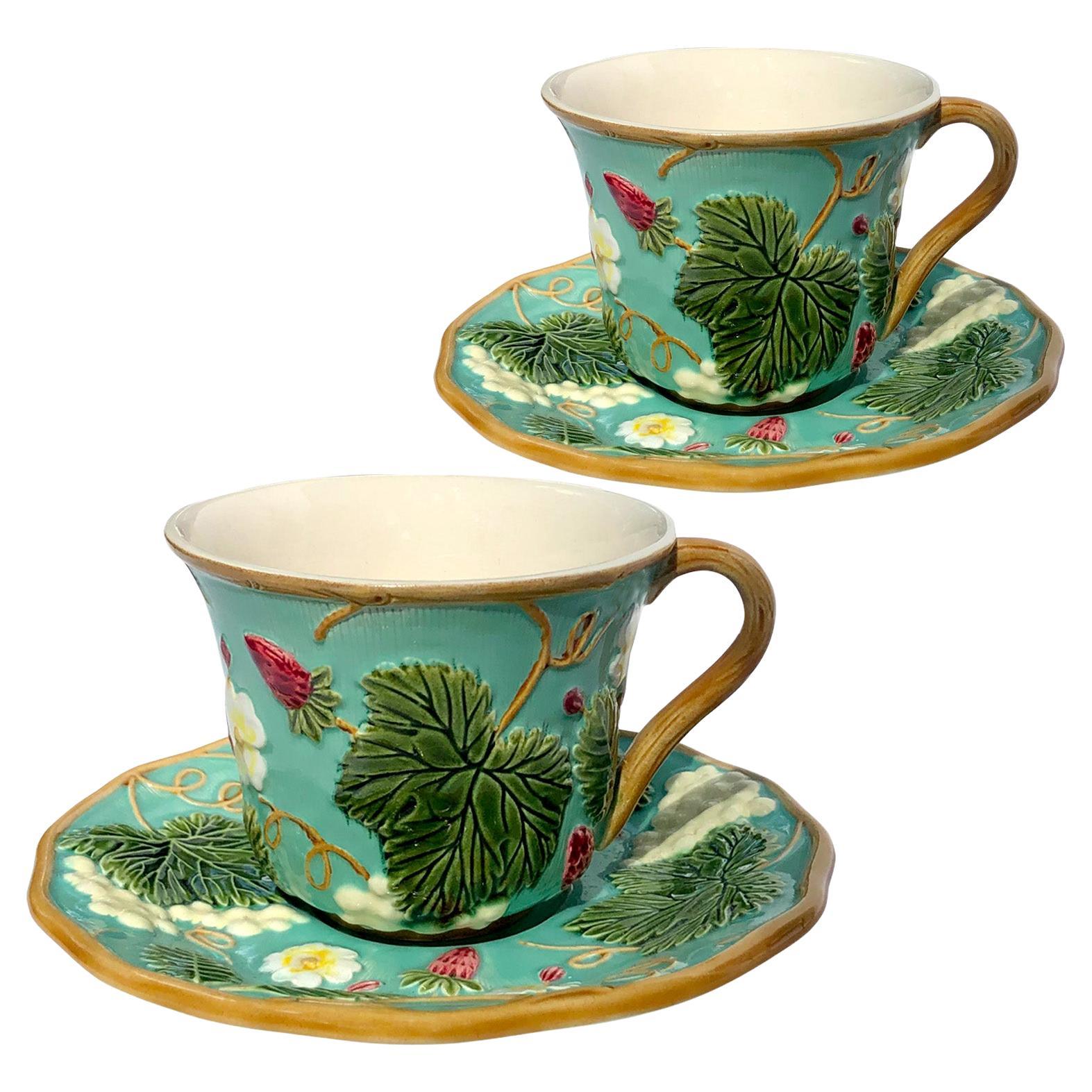 Flowery Tea Cups for 2 "George Sand", blue color