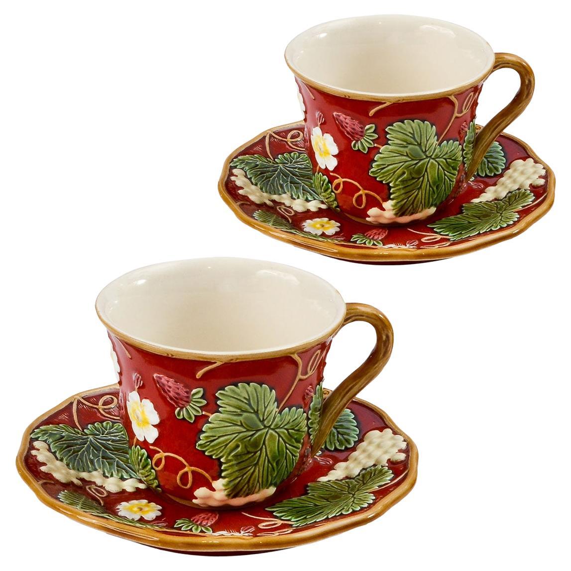 Flowery Tea Cups for 2 "George Sand" For Sale