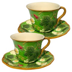 Flowery Tea Cups for 2 "George Sand", green color